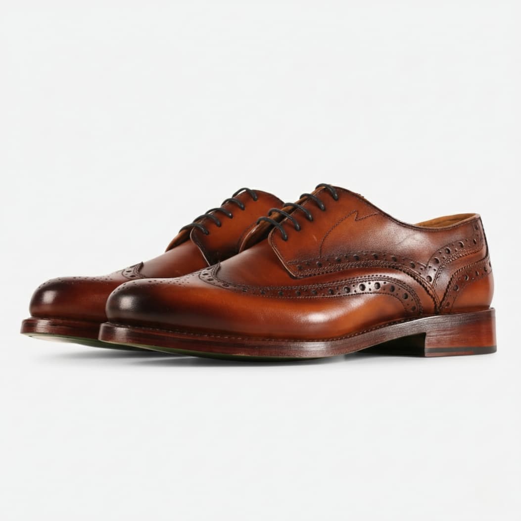 Exminster Dark Tan Antiqued Calf Leather Derby Brogues
