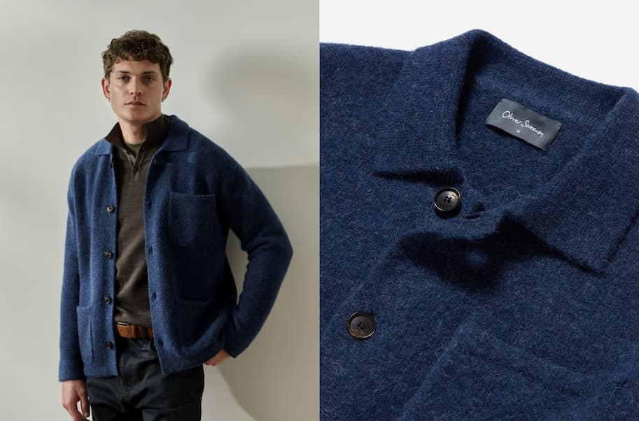 Heywood Navy Alpaca Wool Blend Knitted Shirt