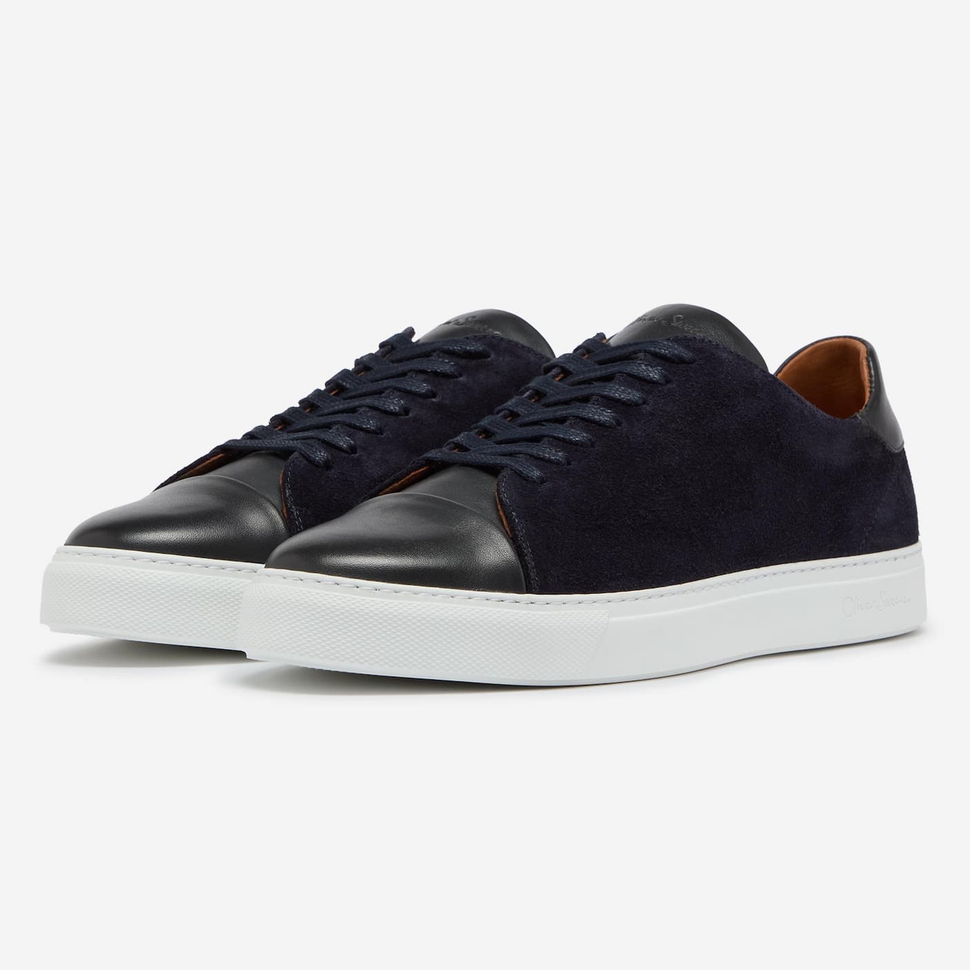 Capelo Navy Calf Suede Cupsole Trainers