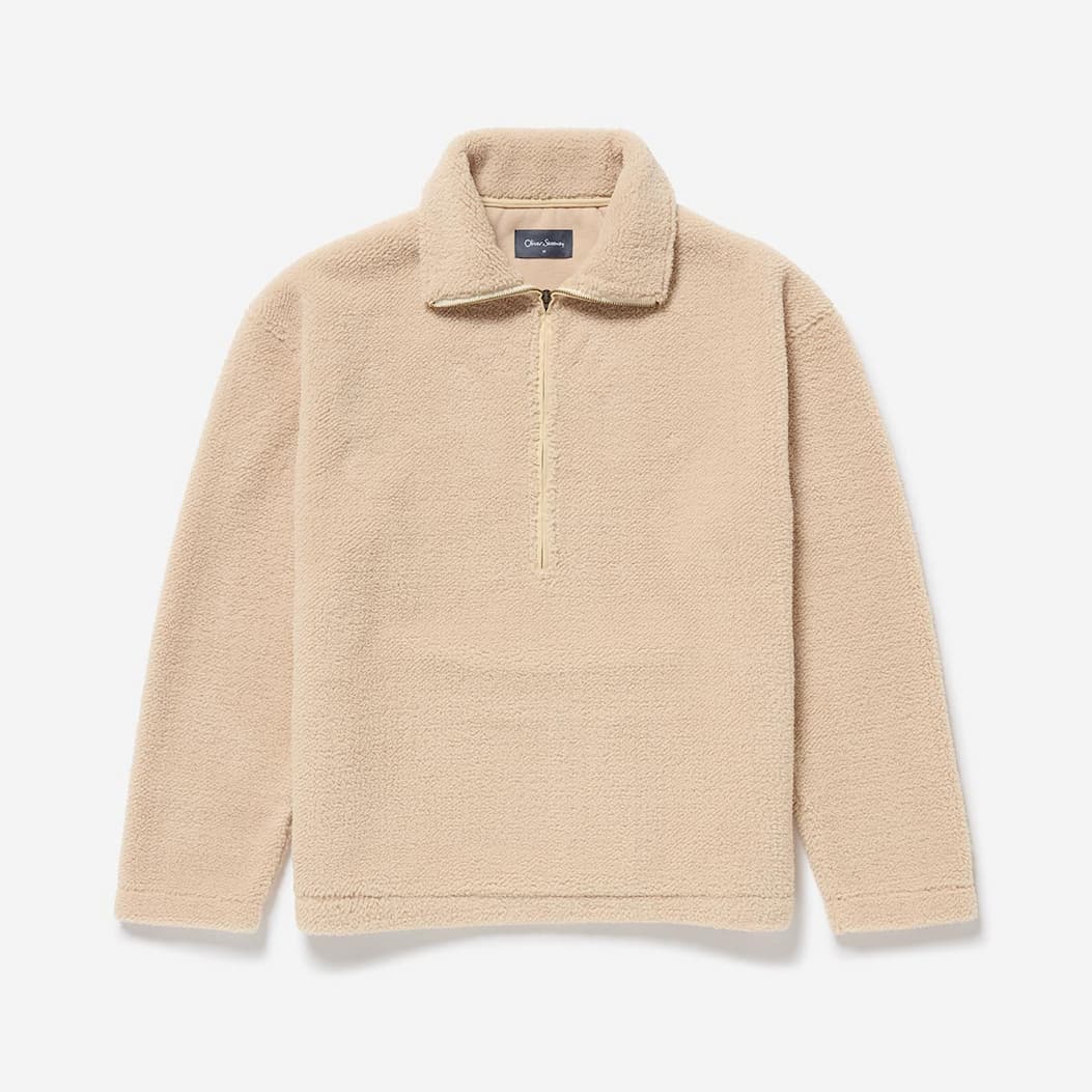 Fusela Ecru Heavy Weight Half Zip Fleece