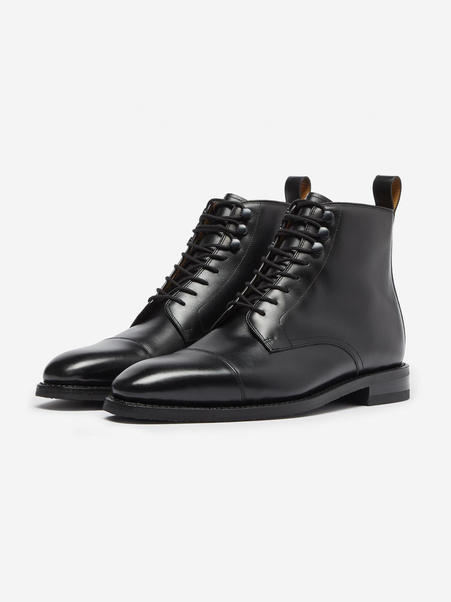 Inglesham Black Calf Leather Derby Boots
