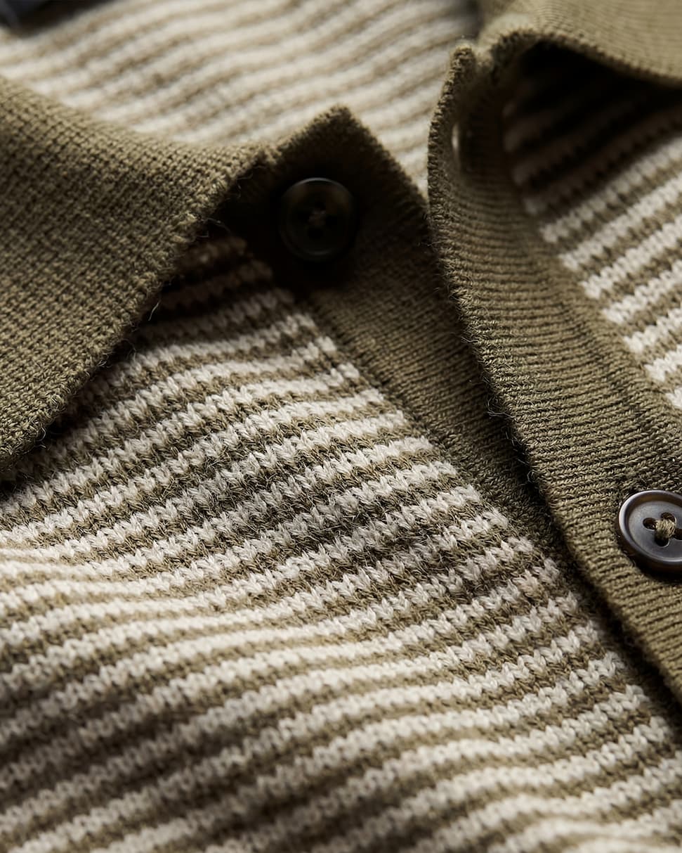 Hessle Khaki Knitted Cotton Short-Sleeved Shirt