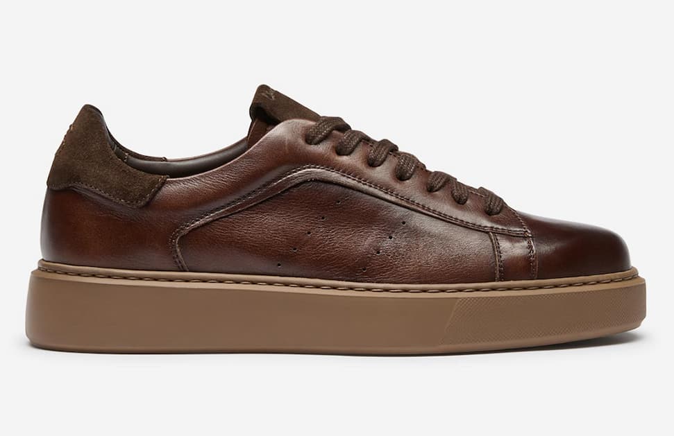 cornillera brown antiqued calf leather chunky trainers