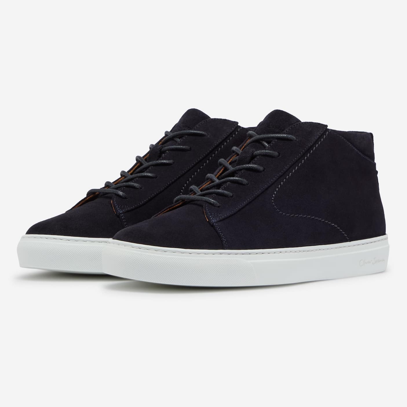 Fermo Navy Calf Suede Cupsole Trainers