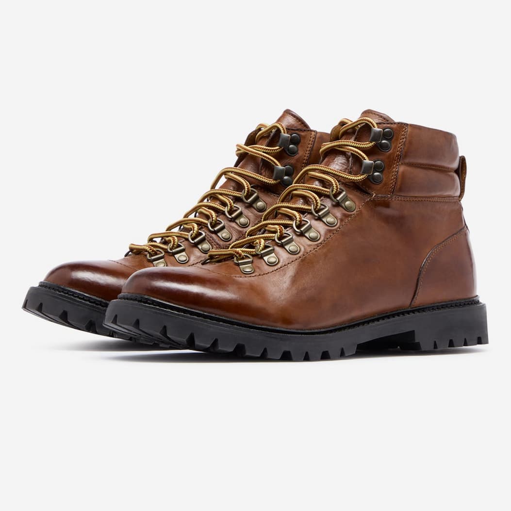 Burford Tan Washed & Tumbled Calf Leather Hiker Boots