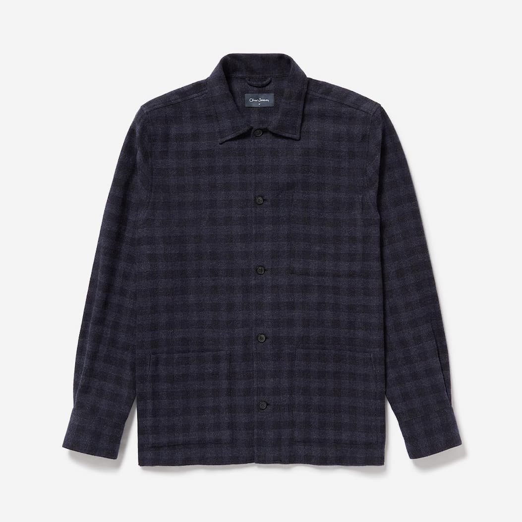 Tramore Navy Check Brushed Cotton Check Overshirt