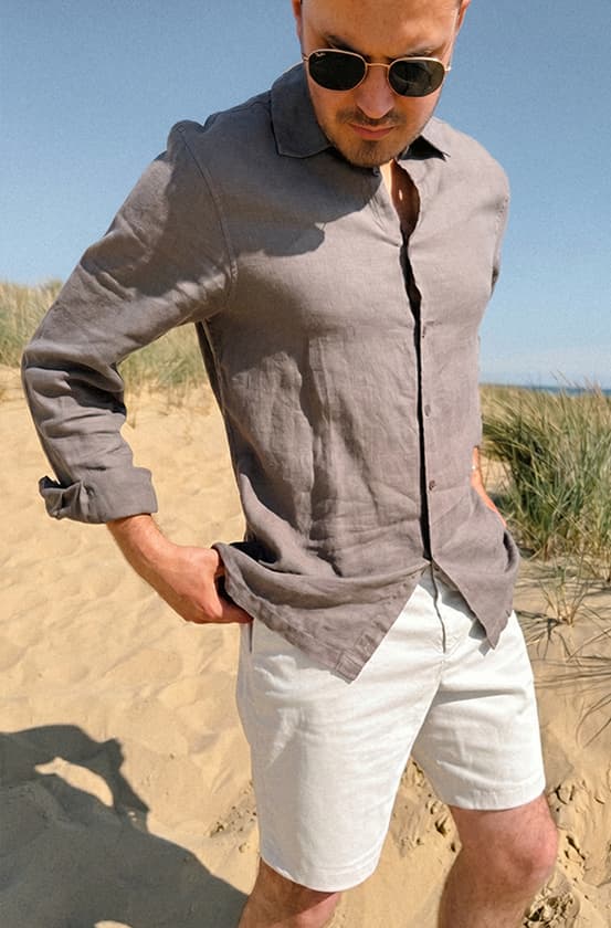 eccles khaki linen blazer with frome khaki linen trousers