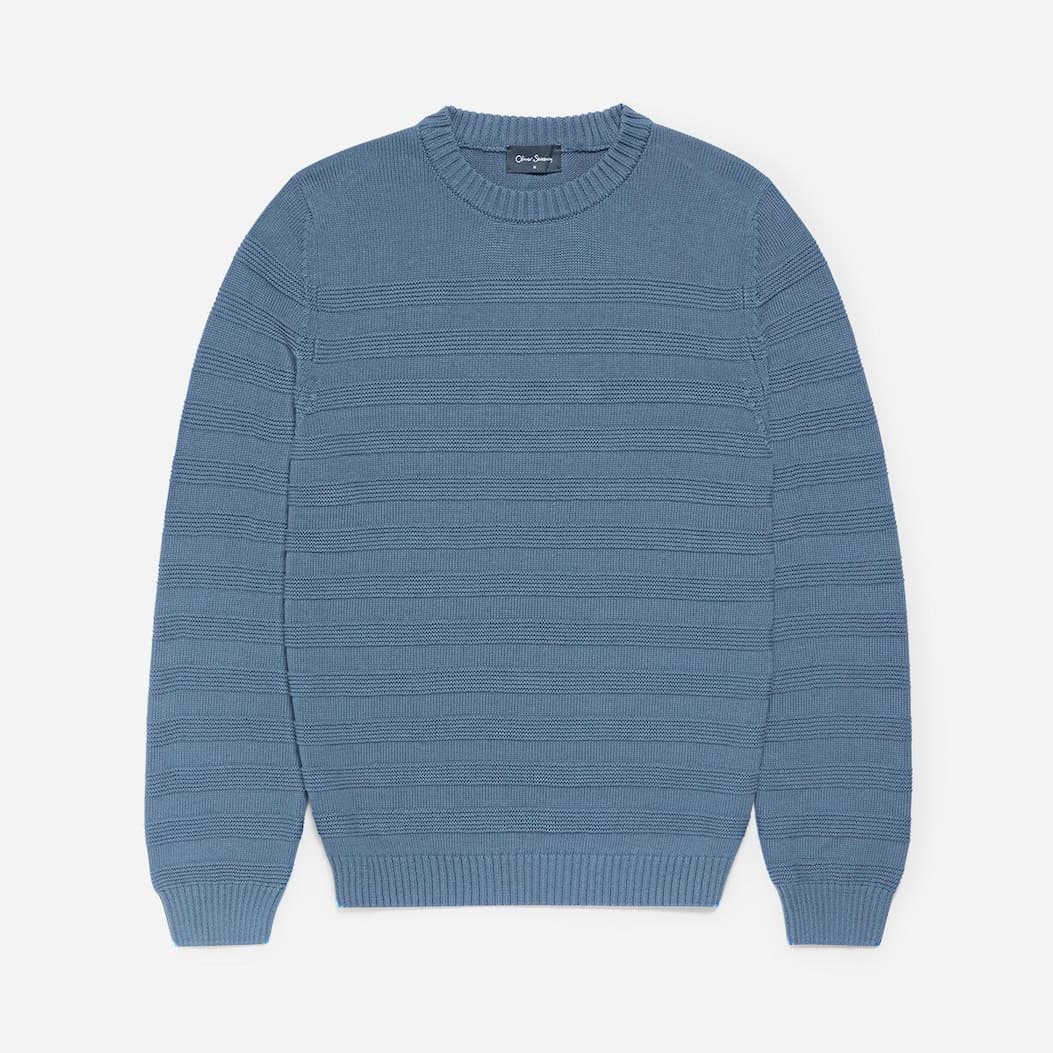 Whitworth Mid Blue Cotton Crew Neck Jumper