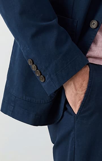 Eccles Navy Garment Dyed Cotton Blazer