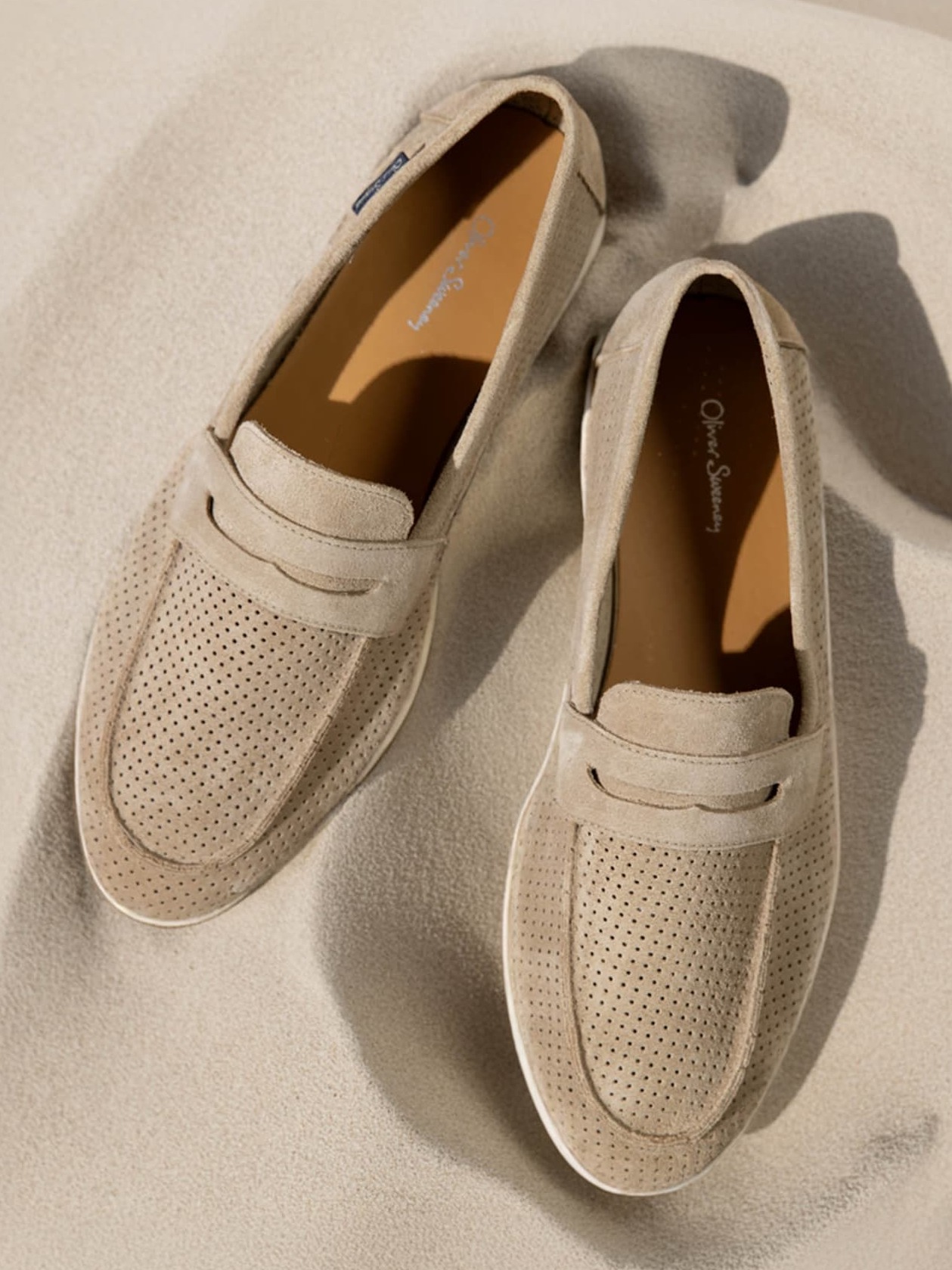 terrassa sand perforated suede loafer espadrilles