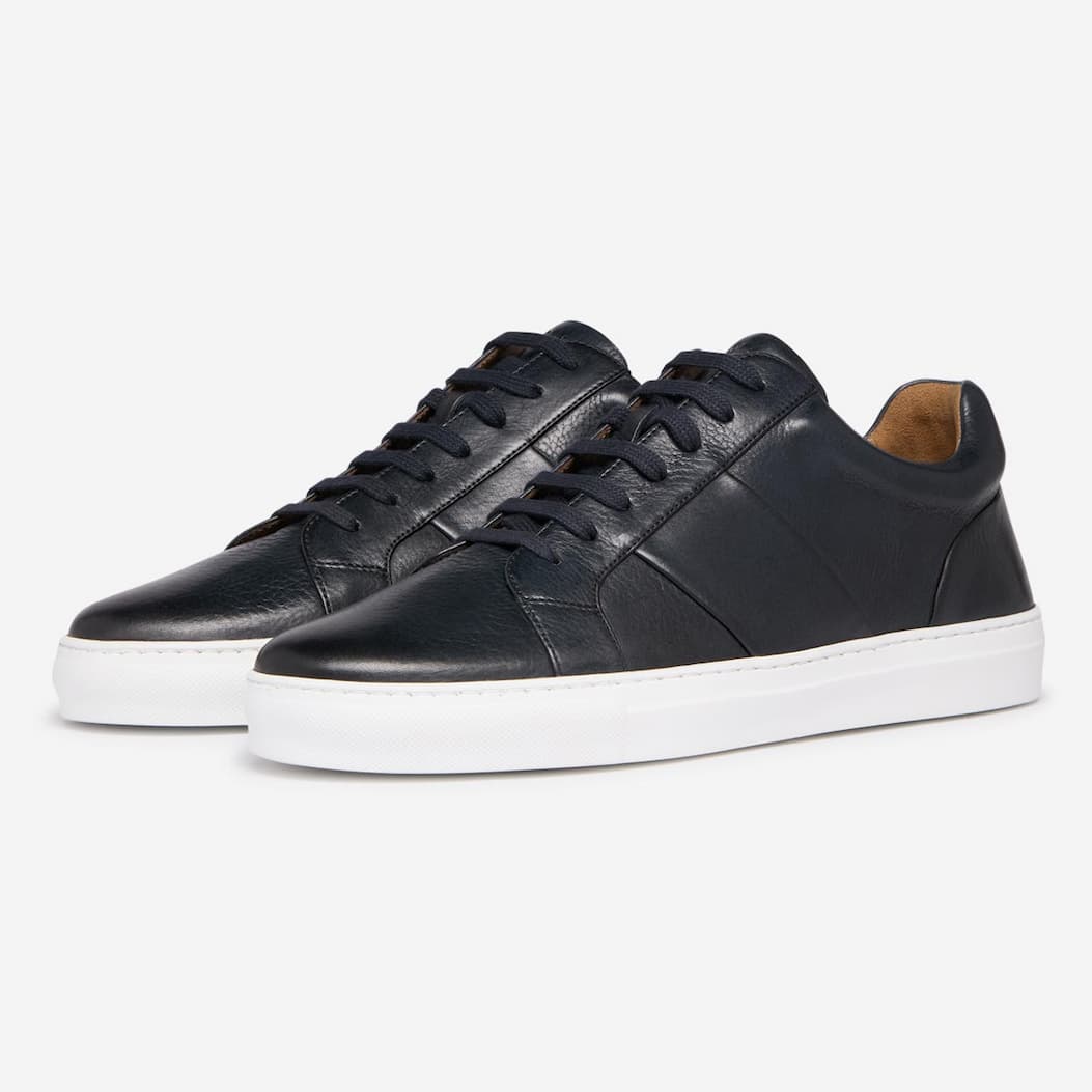 Kendal Navy Milled Leather Cupsole Trainers