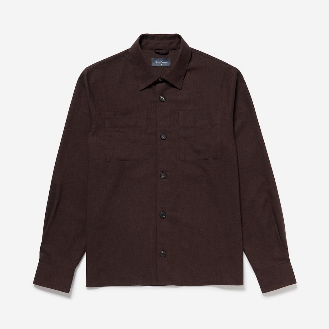 Lagos Brown Cotton/Wool Blend Overshirt