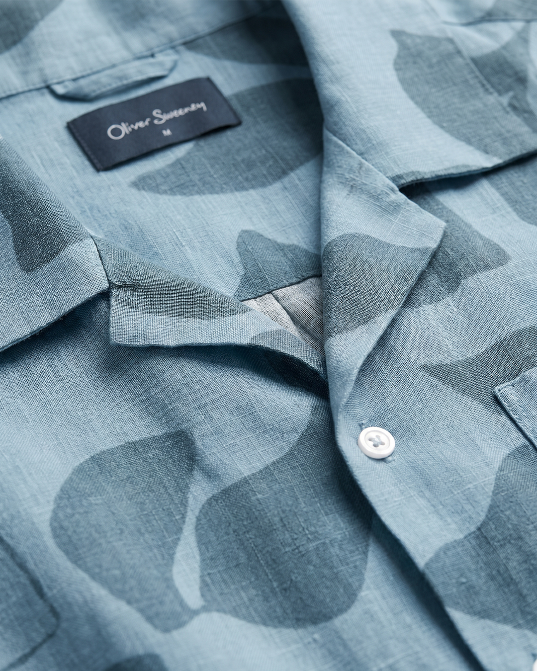 marvao blue linen fabric detail