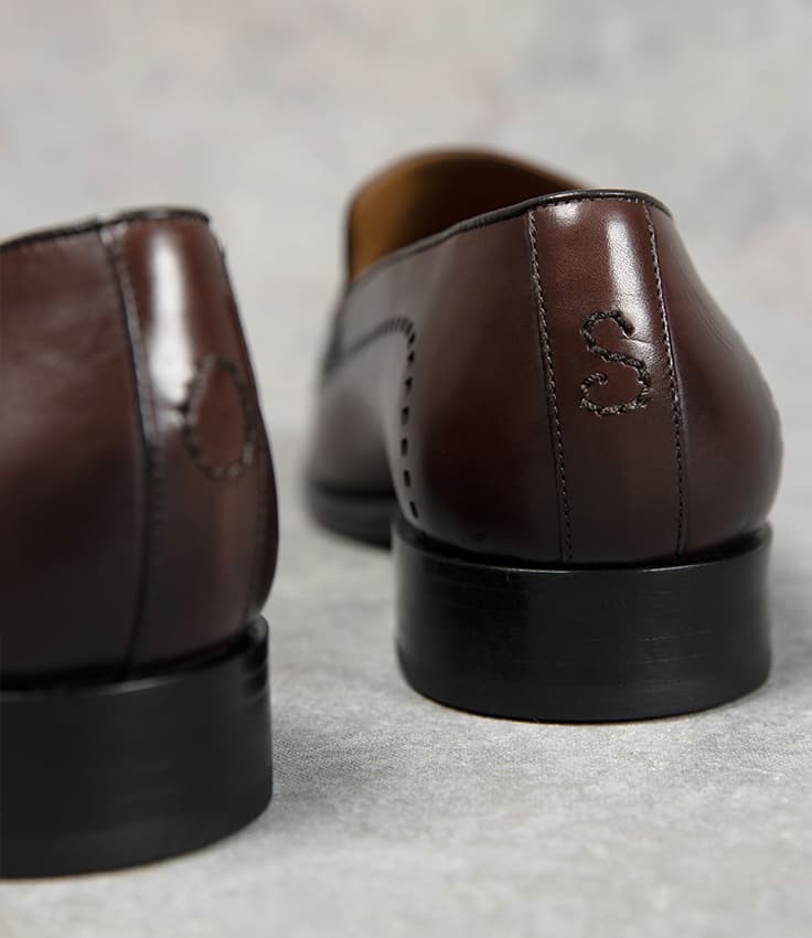 villacidro dark brown calf leather loafers