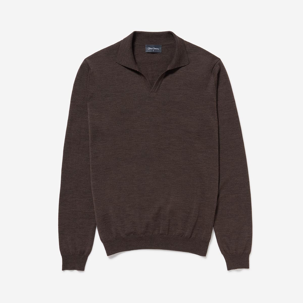 Wexford Chocolate Merino Wool Buttonless Polo Jumper