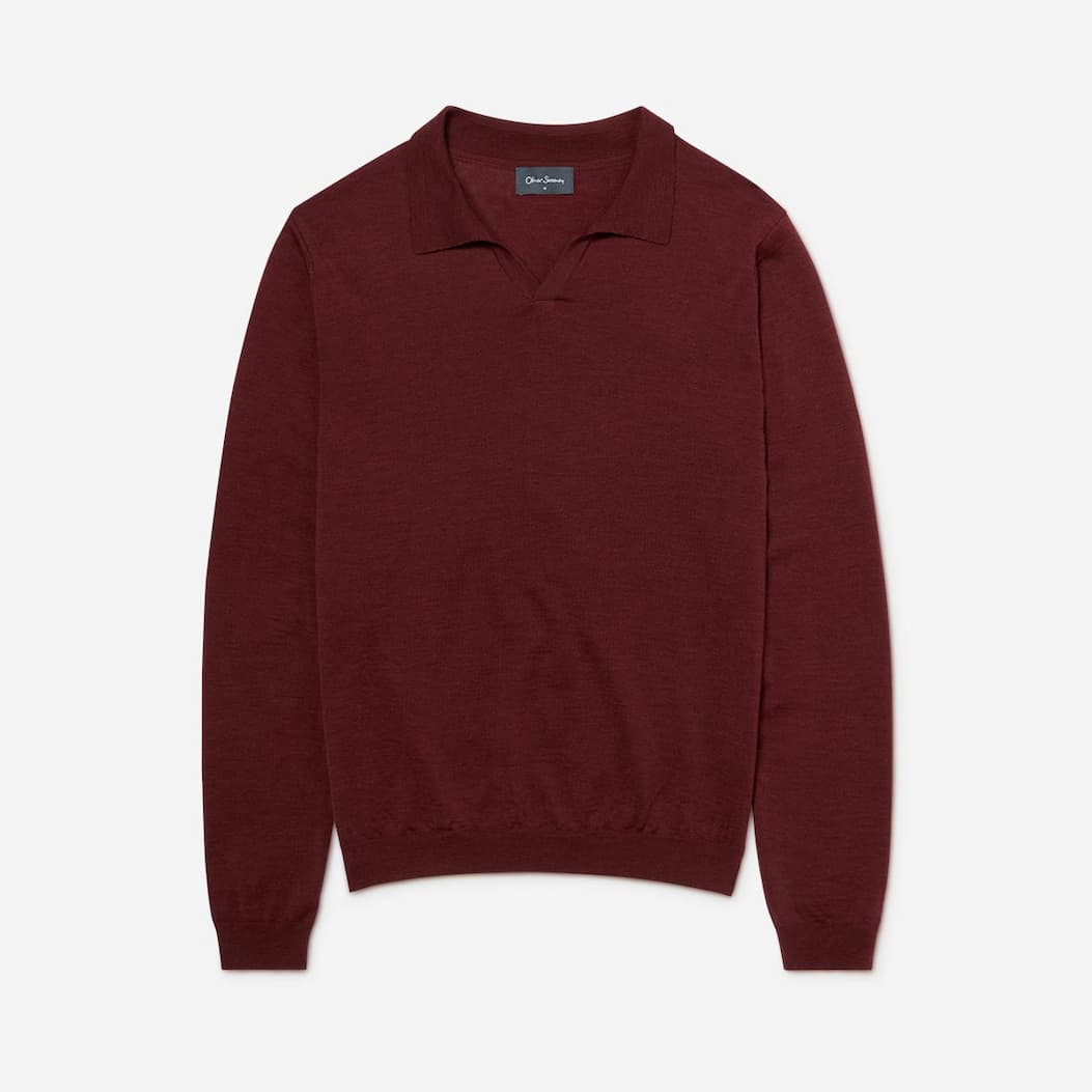 Wexford Mulberry Merino Wool Buttonless Polo Jumper