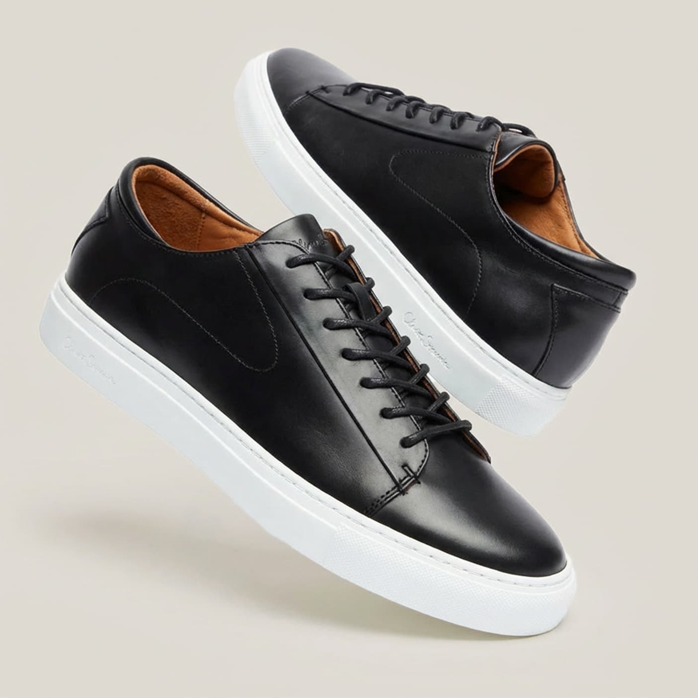 Sirolo Black Calf Leather Lightweight Trainers