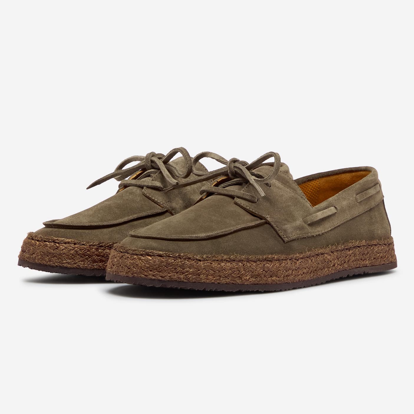bulnes khaki calf suede deck shoe espadrilles