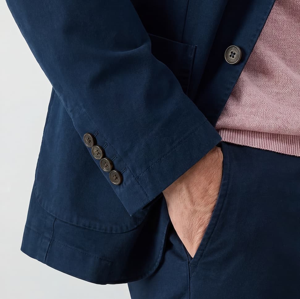 Eccles Navy Garment Dyed Cotton Blazer