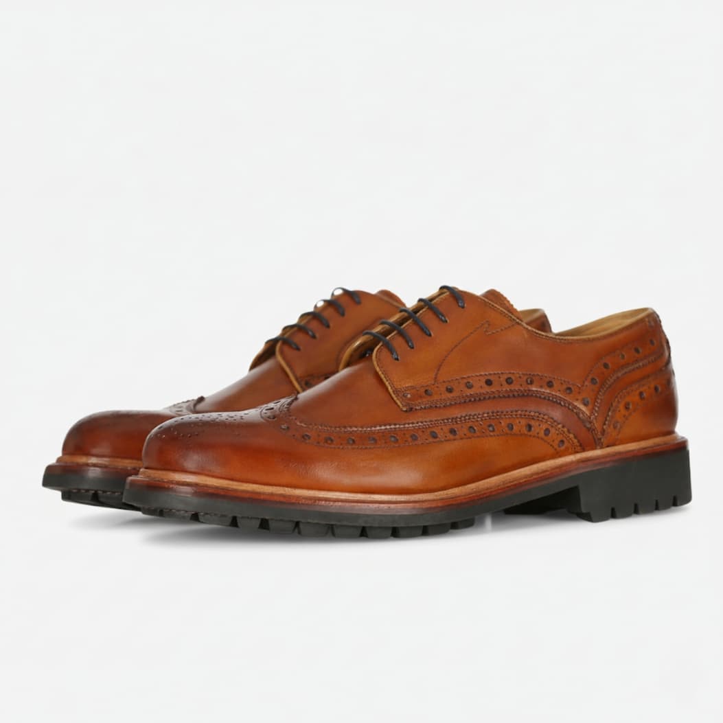 Durness Dark Tan Antiqued Calf Leather Derby Brogues