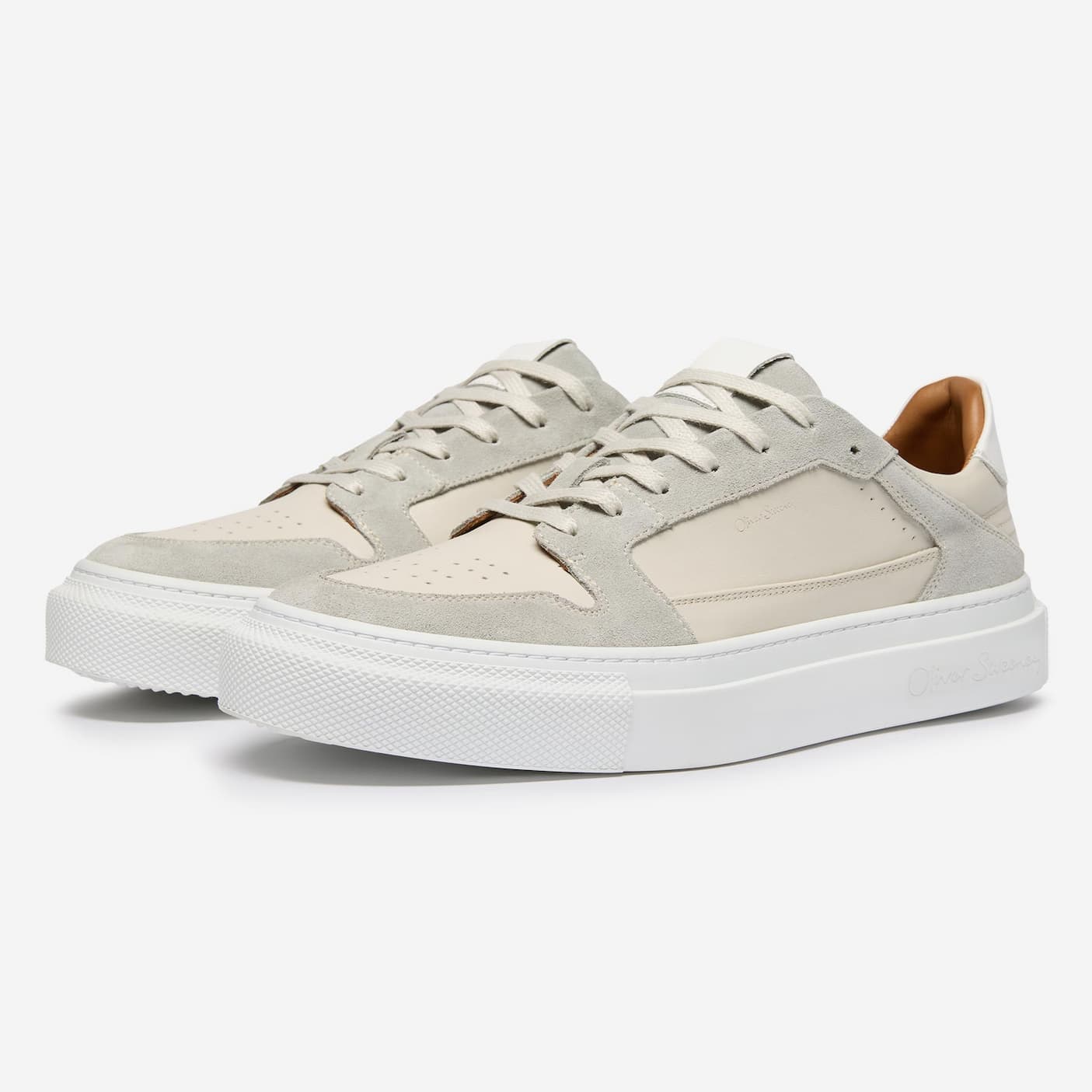 serta light grey hand finished calf leather trainers