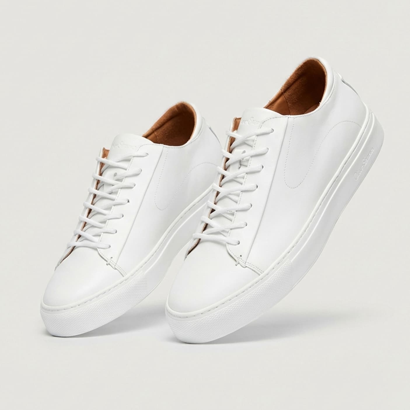 Sirolo White Calf Leather Lightweight Trainers