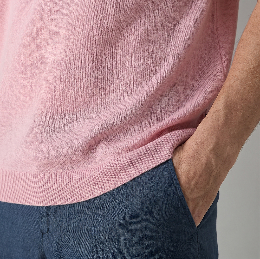 wrentham pink ribbed hem detail