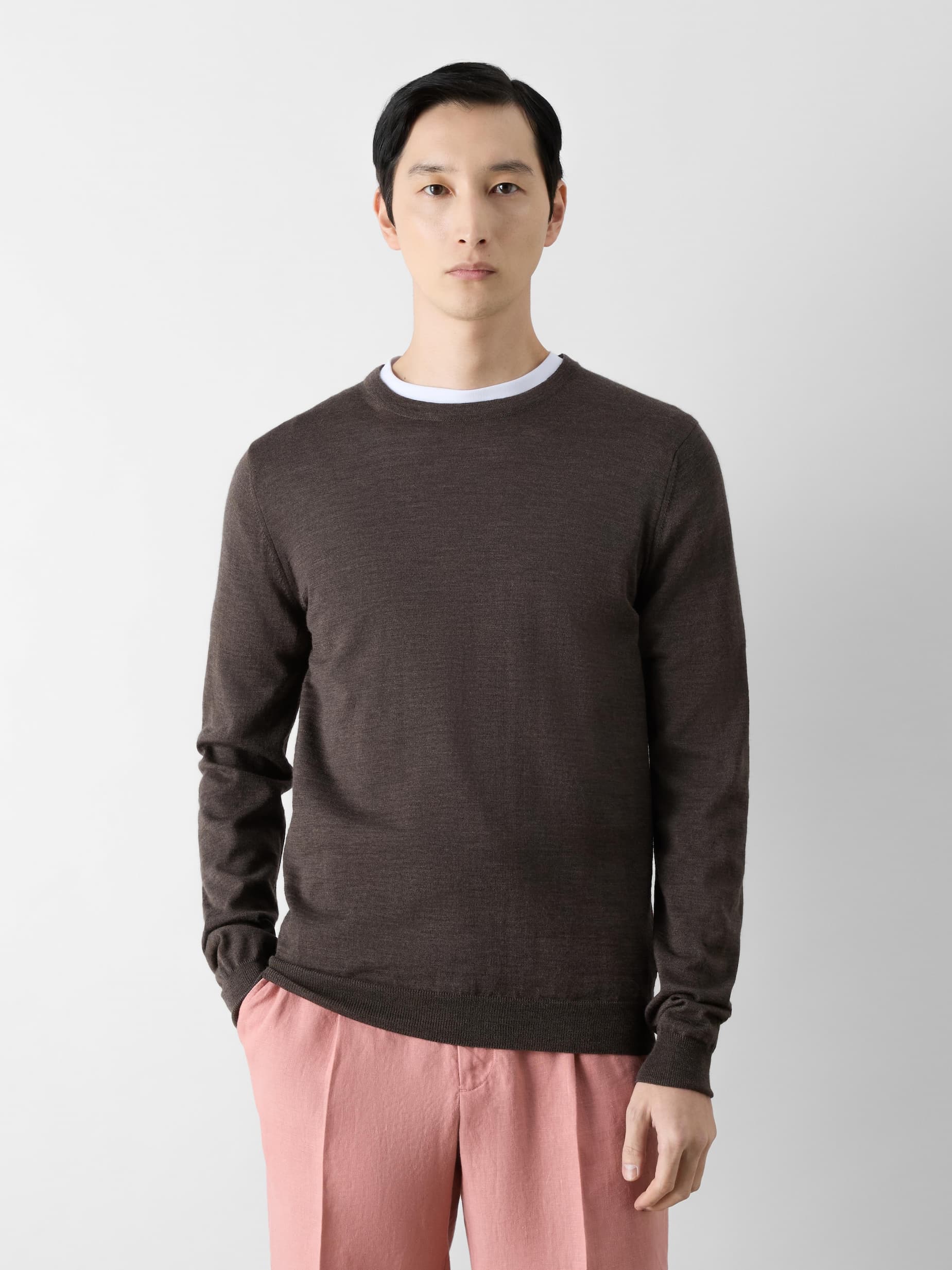 Camber Chocolate Merino Wool Crew Neck Jumper
