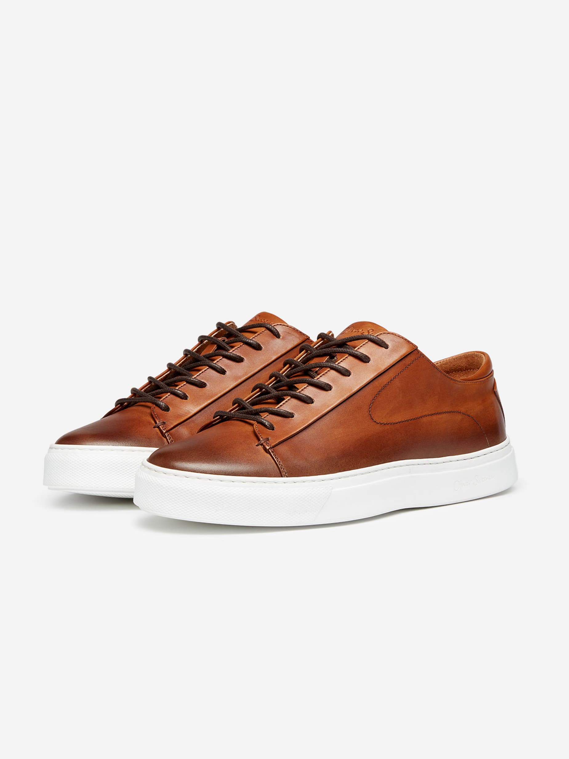 Sirolo Dark Tan Hand Antiqued Leather Lightweight Trainers