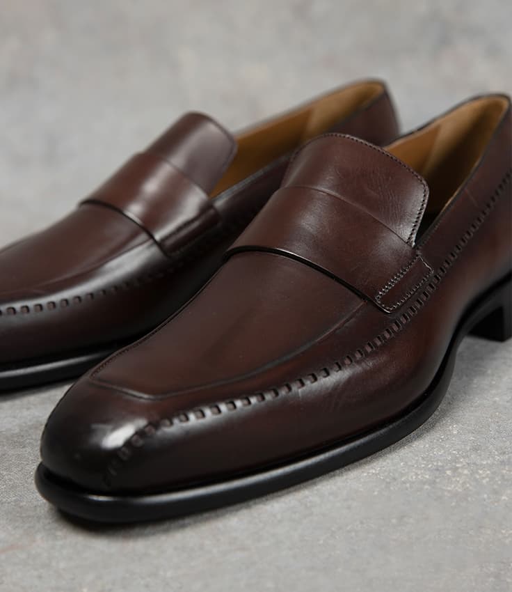 villacidro dark brown calf leather loafers