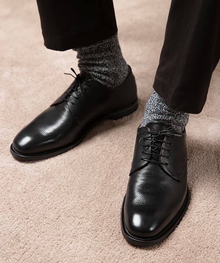 campobello black deer leather derby shoes