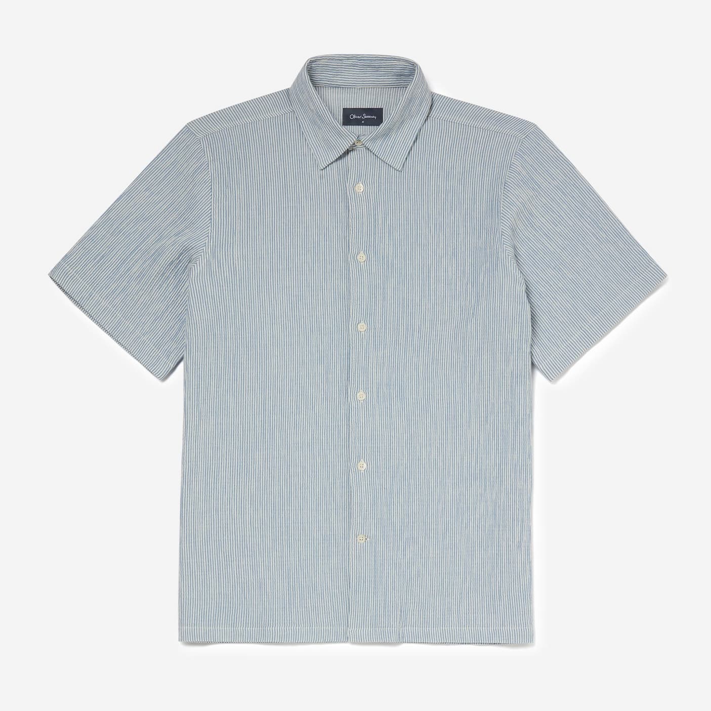 Somerton Blue Cotton Short-Sleeved Shirt