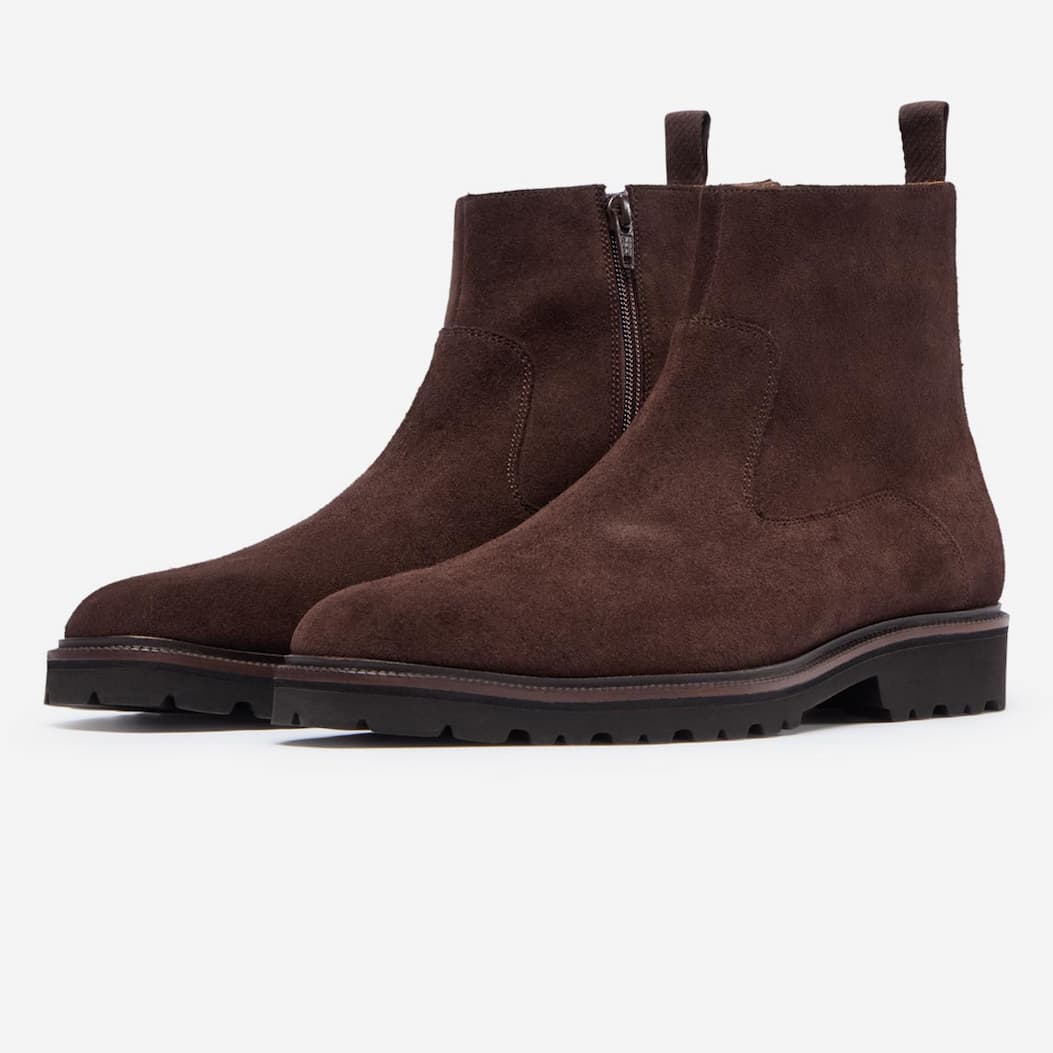 Swanley Chocolate Suede Zip Boots