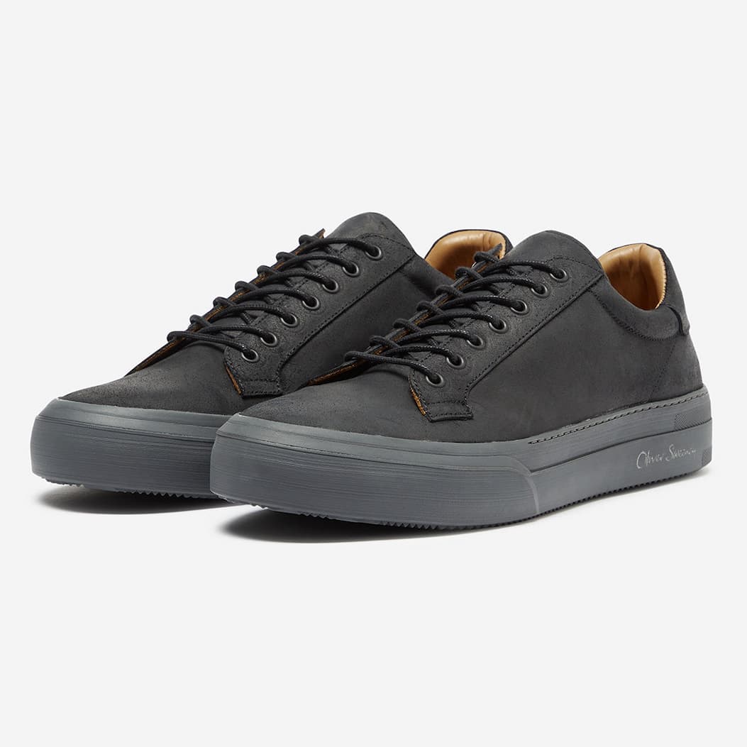 Penacova Black Waxed Calf Leather Cupsole Trainers