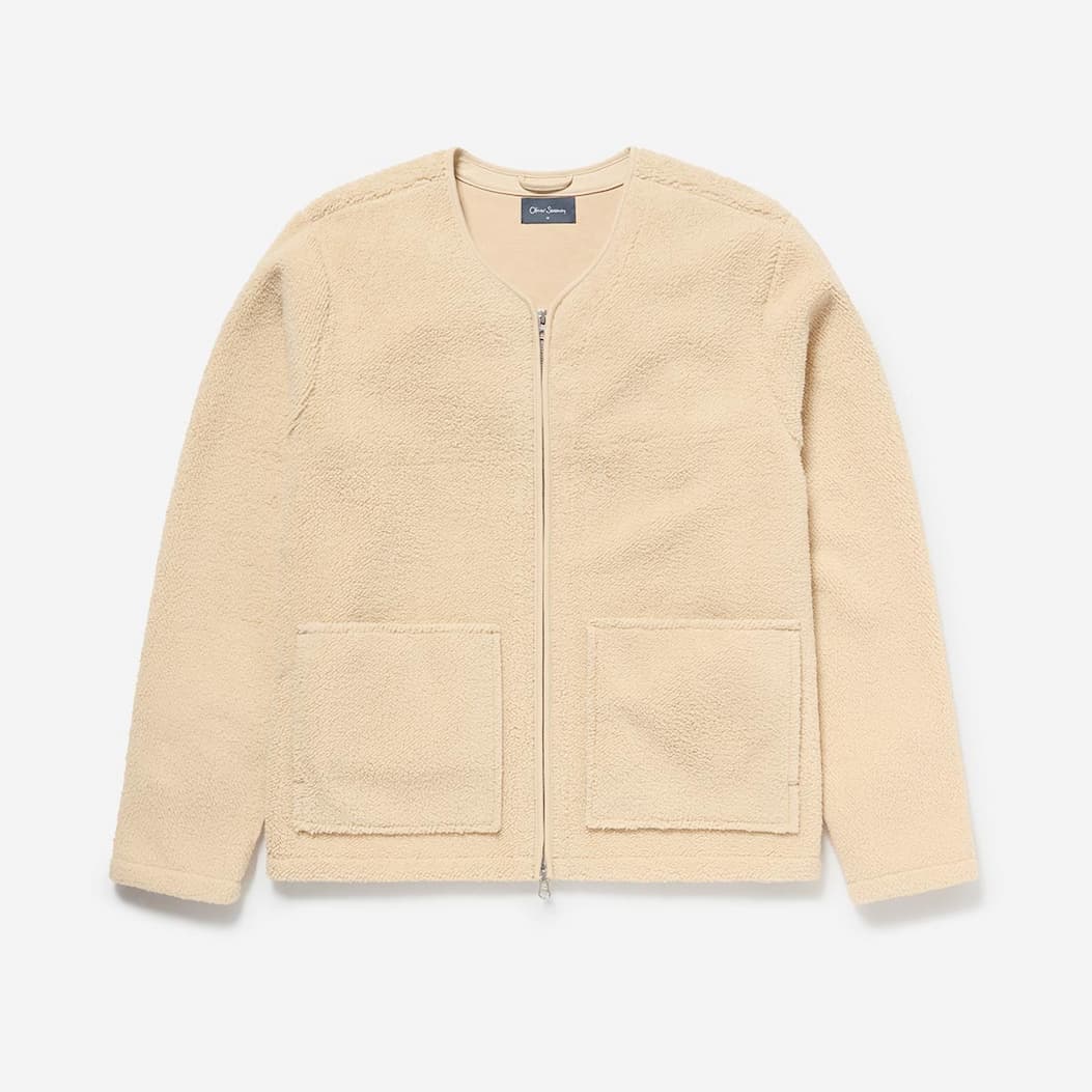 Menlough Ecru Fleece Jacket