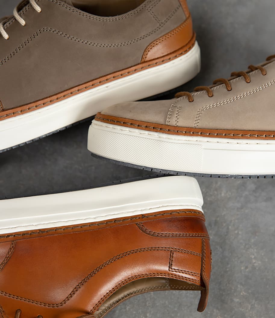 Lopes Taupe Full Grain Nubuck Cupsole Trainers