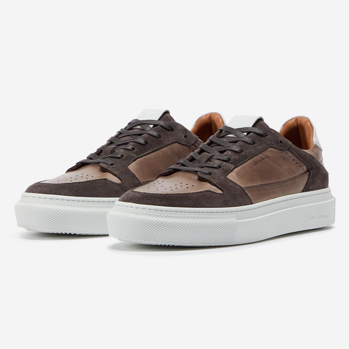 serta grey hand finished calf leather trainers