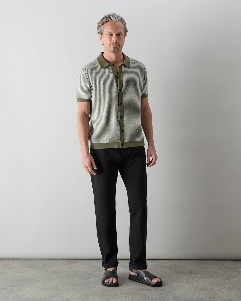 Hessle Khaki Knitted Cotton Short-Sleeved Shirt