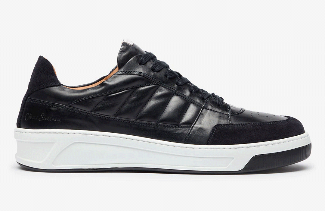 boticas brown and navy calf leather chunky trainers