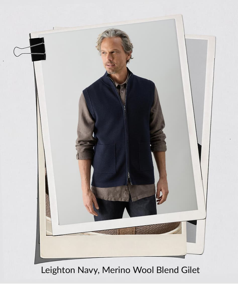 Leighton Navy Merino Wool Blend Gilet