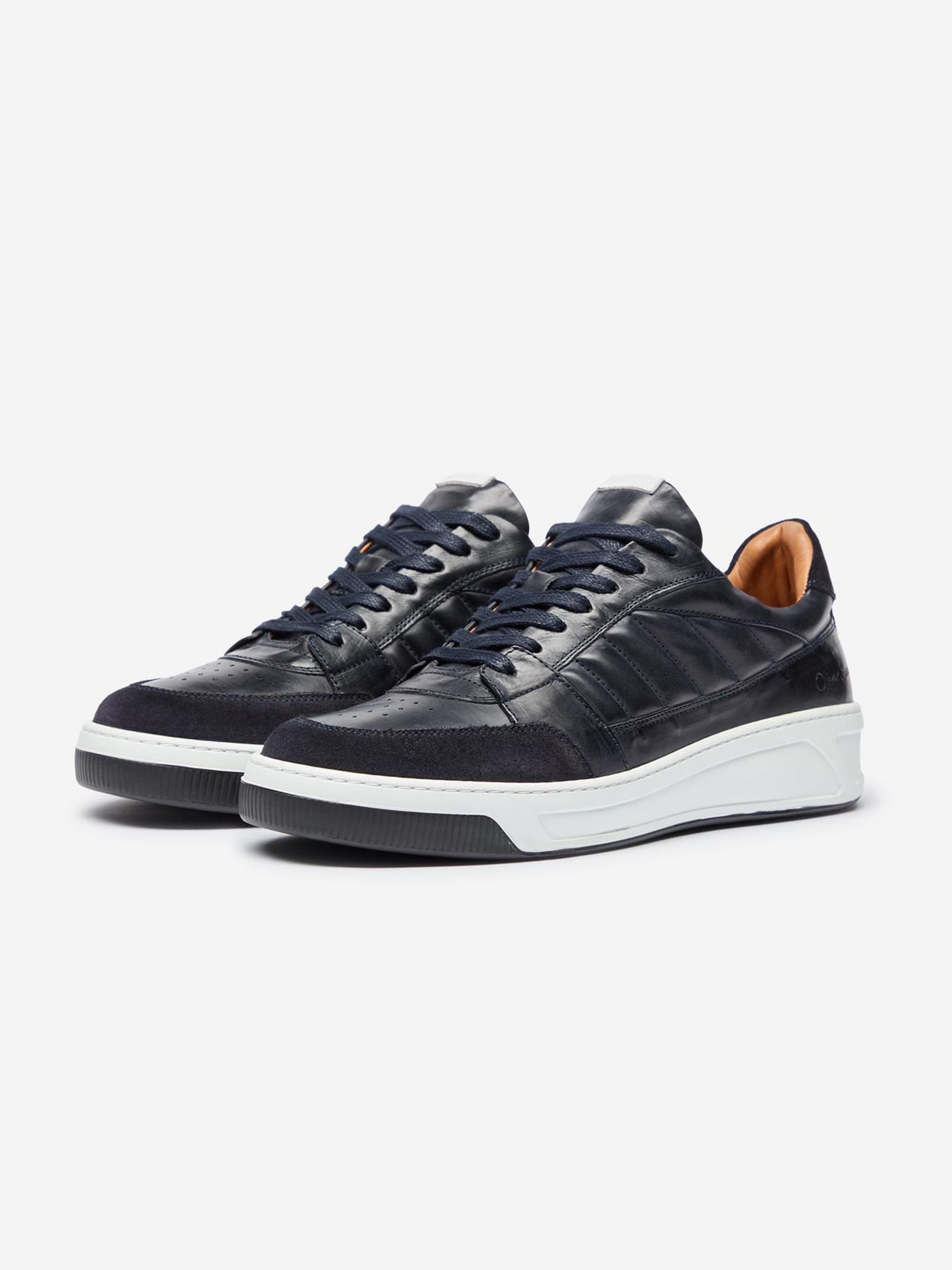 Boticas Navy Calf Leather Trainers