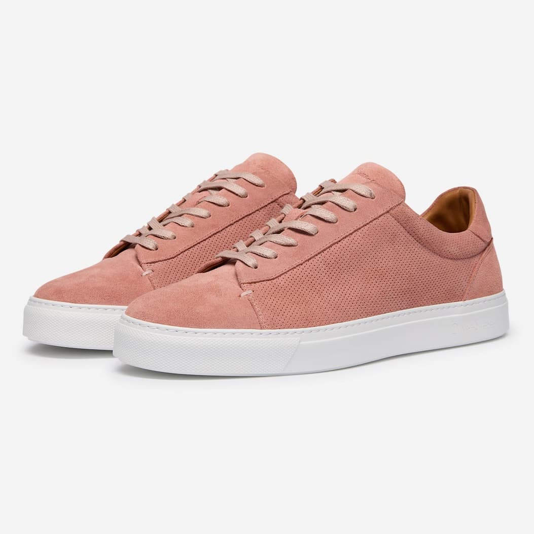 Almada Dusty Pink Perforated Calf Leather Cupsole Trainers