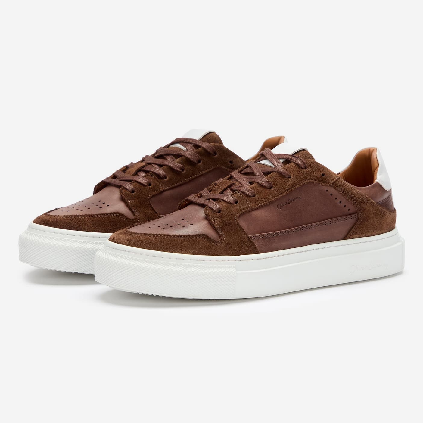 serta brown hand finished calf leather trainers