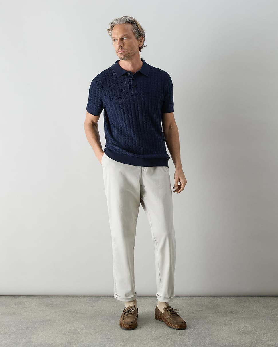 Hammond Navy Knitted Cotton Polo Shirt