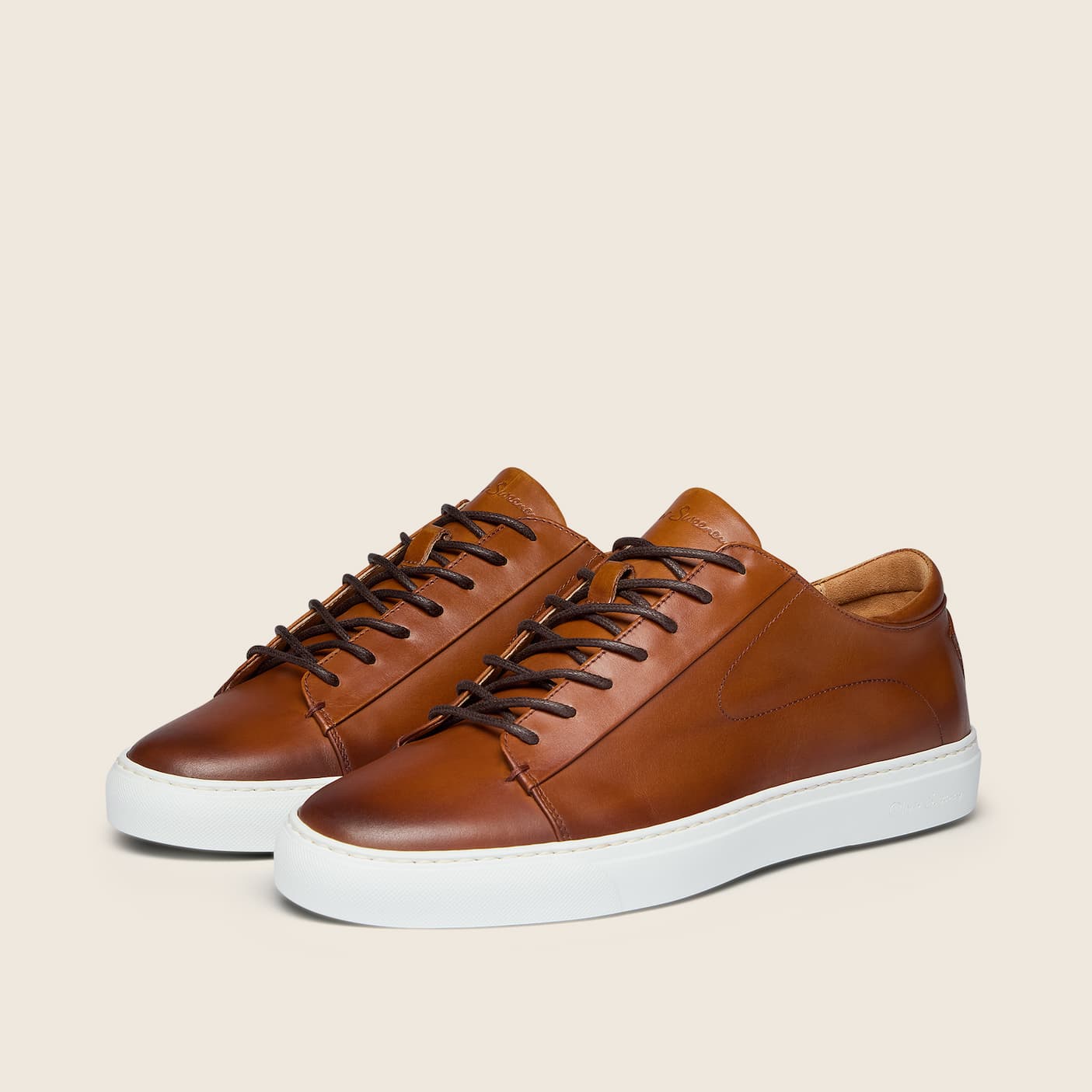 sirolo dark tan leather trainers