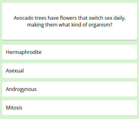 The first question of this week's science quiz. It reads: "What category of animal has no known species that lives in the ocean?"