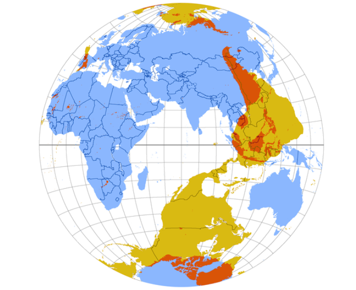 Map of Earth highlights antipodes on the other side of the globe