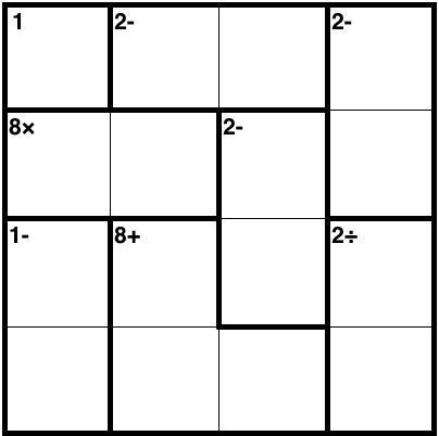 An 8 by 8 grid, with subgrids of different shapes.
