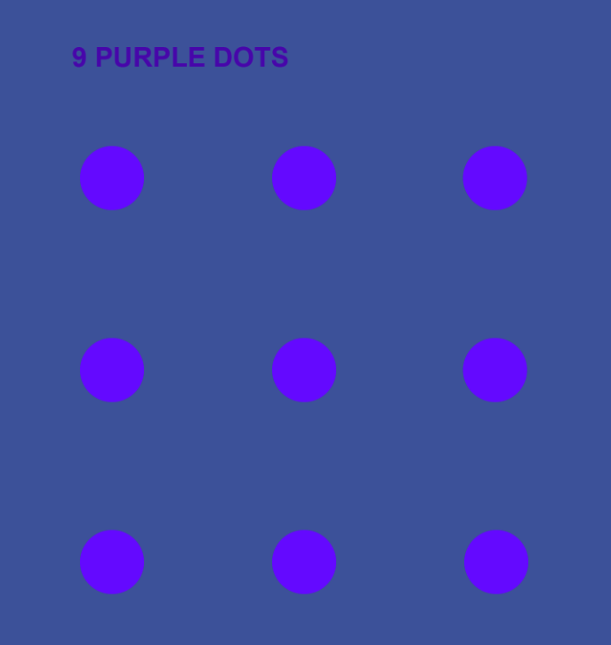 Nine purple dots on a blue background