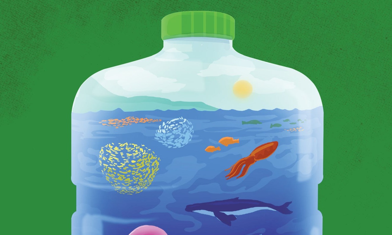 Ocean life in plastic bottle